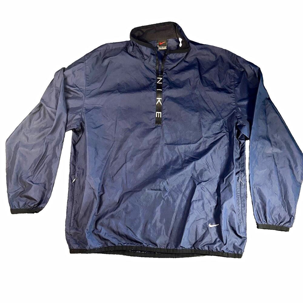 Vintage Nike Black Tag Navy Blue Quarter Zip Windbreaker Jacket Men's Large